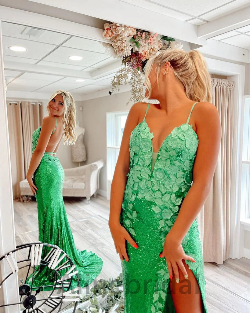 Sexy V-neck Sleeveless Mermaid Long Prom Dress, PD3571