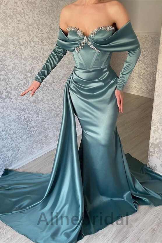 Elegant Sweetheart Off shoulder Mermaid Long Prom Dress, PD3568