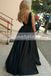 Formal Black Satin V-neck Sleeveless A-line Lace Up Back Charming  Prom Dresses,PD00079