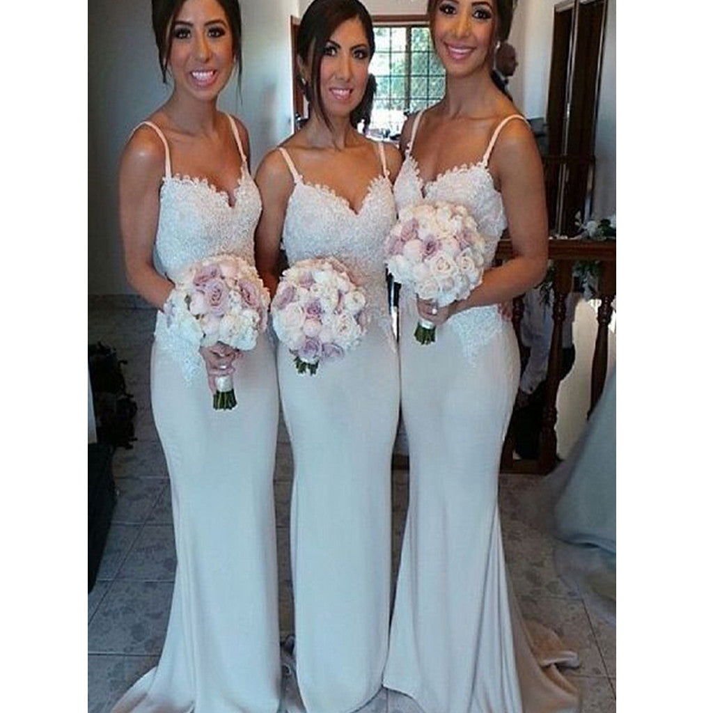 Women Elegant Spaghetti Straps Mermaid Simple Long Wedding Party Dresses for Mother of Bride, WG151