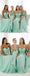 Mismatched Mint Chiffon Different Styles Junior Simple A Line Formal Floor-length Bridesmaid Dresses, WG109