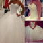 Cute Sweetheart A-line Strapless Beaded Tulle Ball Gown Wedding Party Dresses, WD0185