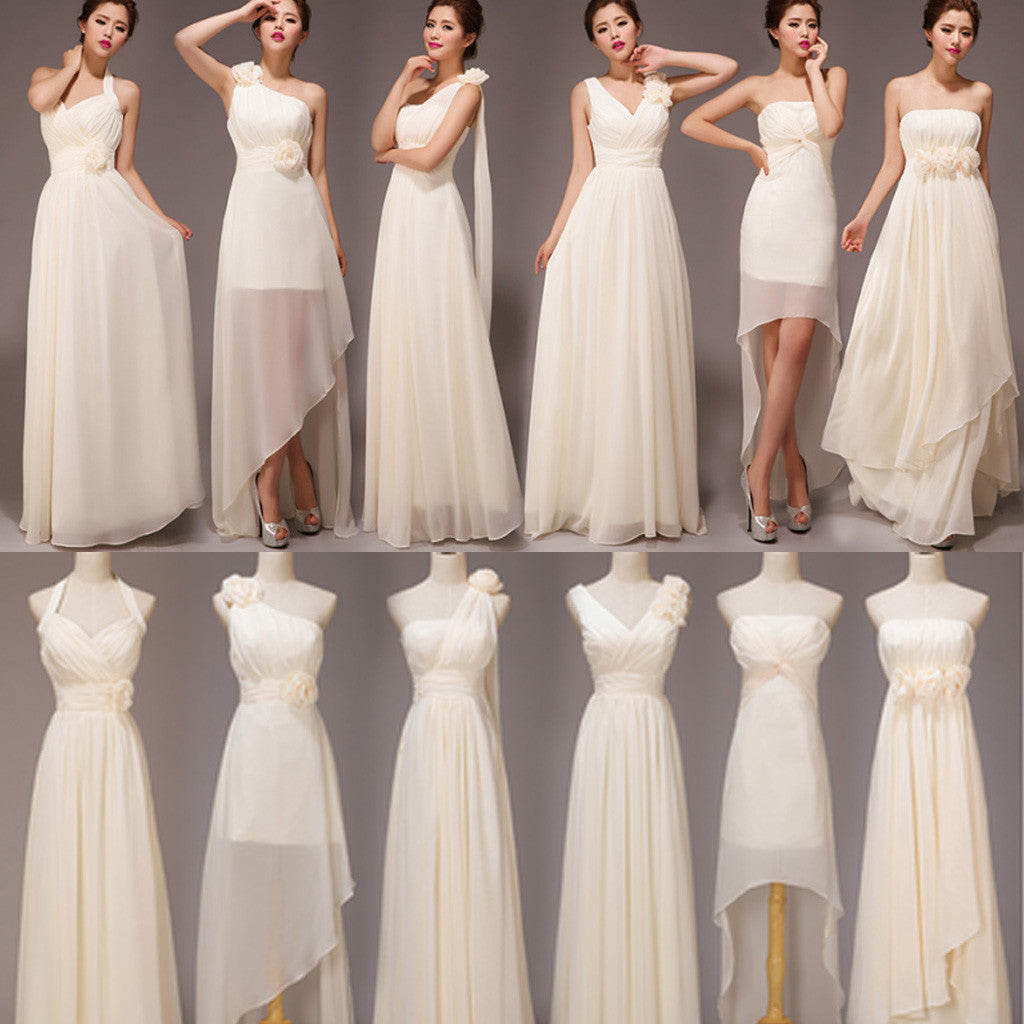 Mismatched Pretty Chiffon Long Different Styles Formal Cheap Maxi A Line Bridesmaid Dresses, WG118