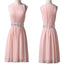 Light pink elegant Jewel Knee-Length Sleeveless chiffon with beading waist  homecoming dresses,BD00119