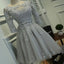 Grey lace tight simple lovely with half sleeve elegant homecoming dresses,BD00123