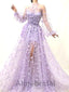Elegant Strapless Long sleeves A-line Long Prom Dress, PD3578