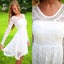 Long sleeve white see through lace simple beaded cheap homecoming dresses,BD00134