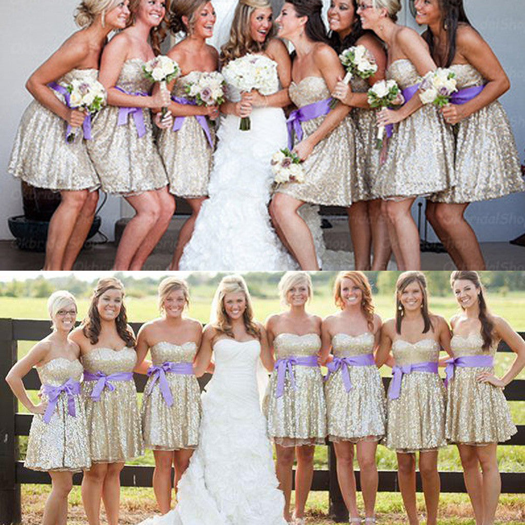 Sparkly Sequin Sweet Heart Shinning Knee-Length Cheap Custom Make High AlineBridal Sparkly Sequin Sweet Heart Shinning Knee-Length Cheap Custom Make High AlineBridal