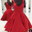 Red simple v-neck freshman A-line cheap homecoming  dresses,BD00141