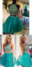 New Arrival turquoise two pieces beaded off shoulder casual homecoming dresses,BD00143