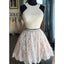 Sexy Two Pieces Halter Lace Beads Cute Junior Homecoming Prom Dresses, CM0010