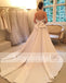 Simple Ivory Satin Elegant Halter With Stunning Bowknot Sweep Train  Wedding Dresses, AB1124