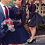 Long sleeve black beaded open back simple sexy charming homecoming dresses, BD00157