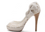 Ivory Lace High Heels Fish Toe Sexy Wedding Bridal Shoes, S012