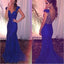 Royal Blue Mermaid Cap Sleeves V-Neck Sexy Evening Party Dress. PD261