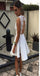 Short white lace simple open backs sexy unique style cocktail homecoming dresses,BD00176
