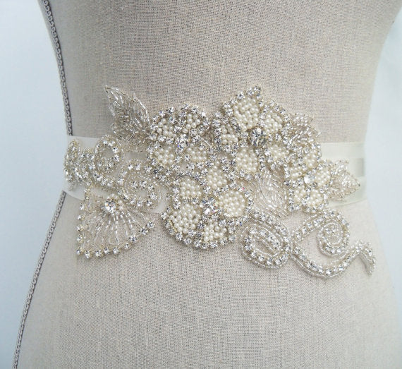 Big Beading Floral Bridal Belt,Wedding Belt,Girl Sash, Gorgeous Pearl AlineBridal Big Beading Floral Bridal Belt,Wedding Belt,Girl Sash, Gorgeous Pearl AlineBridal