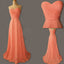 Junior Young Simple Sweet Heart Chiffon Formal Coral Lace Up Back Long Cheap Bridesmaid Dresses, WG186