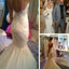 Sexy V-Neck Mermaid Wedding Dress Affordable Spaghetti Straps Lace Backless Bridal Gown, WD0079