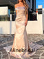 Elegant Off shoulder Sleeveless Mermaid Long Prom Dress, PD3556