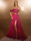 Elegant Hot Pink One shoulder Sleeveless Side slit A-line Long Prom Dress, PD3585