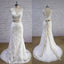 Lace Applique Sleeveless Mermaid  V-neck Open-back Bow-Belt Ivory  Wedding Dress, AB1081