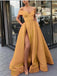 A-Line Elegant Gold Long Women Formal Prom Dresses,Evening Gowns with Split, PD0942