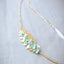 Flower Bridal Sash, Gold Wedding Sash with Mint Flowers and Crystals, Leaf Sash, SA0042