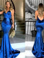 Royal Blue Sexy Long Simple Spaghetti Straps Prom Dresses, PD0298