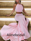 Elegant Halter Sleeveless Two-pieces Mermaid Long Prom Dress, PD3527