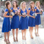 Royal Blue Short Convertible Jersey Bridesmaid Dresses For Summer Wedding, AB1153