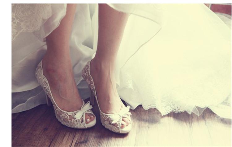 Ivory Lace High Heels Fish Toe Sexy Wedding Bridal Shoes With Tow, S02 AlineBridal Ivory Lace High Heels Fish Toe Sexy Wedding Bridal Shoes With Tow, S02 AlineBridal
