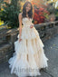 Elegant V-neck Sleeveless A-line Long Prom Dress, PD3594