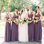 Long A-line  Purple Lace Chiffon V-neck  Wedding Party Guest Bridesmaid Dresses,  AB1154
