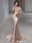 Elegant V-neck Off shoulder Mermaid Long Prom Dress, PD3569