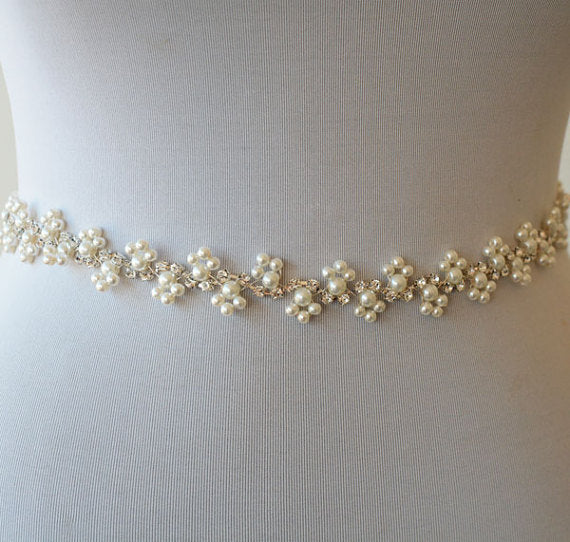 Thin Beading Pearl Bridal Belt, Wedding Belt, Wedding Sash, Different – AlineBridal