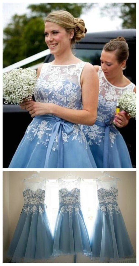 Most Popular Junior Pretty Organza Lace Short Bridesmaid Dresses, WG31