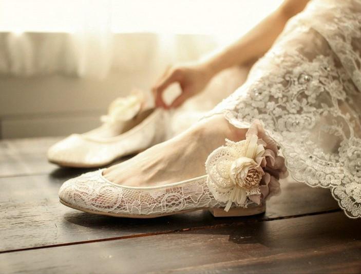 Sweet Princess Lace Pointed Toes Wedding Bridal Shoes With Handmade Flower, S029 Sweet Princess Lace Pointed Toes Wedding Bridal Shoes With Handmade Flower, S029