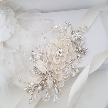 Ivory Floral Bridal Belt,Wedding Belt,Crystal Rhinestones Girl Sash,Lace Appliques Sashes, SA0028