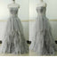 Light Gray Strapless Unique Vintage Formal Ball Gown Prom Dresses. PD070