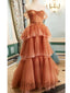 Elegant Off shoulder Sleeveless A-line Long Prom Dress, PD3600