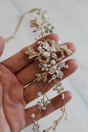 Floral Bridal Belt,Wedding Belt,Crystal Rhinestones Girl Sash, Gold Beaded Leaves Sashes, SA0026