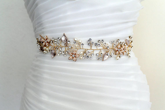 Rose Gold Floral Bridal Belt,Wedding Belt,Crystal Rhinestones Girl Sas AlineBridal Rose Gold Floral Bridal Belt,Wedding Belt,Crystal Rhinestones Girl Sas AlineBridal
