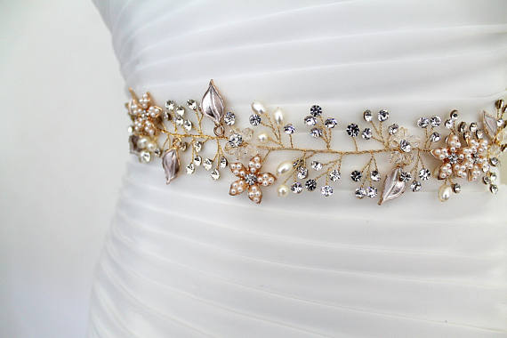 Rose Gold Floral Bridal Belt,Wedding Belt,Crystal Rhinestones Girl Sas AlineBridal Rose Gold Floral Bridal Belt,Wedding Belt,Crystal Rhinestones Girl Sas AlineBridal