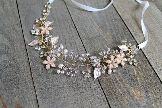 BIG SALE Rose Gold Rhinestone Sash Belt Trim, Pearl Crystal Bead Trim,  Bridal Sash Belt, Rose Gold Rhinestone Sash Sell by YARD 