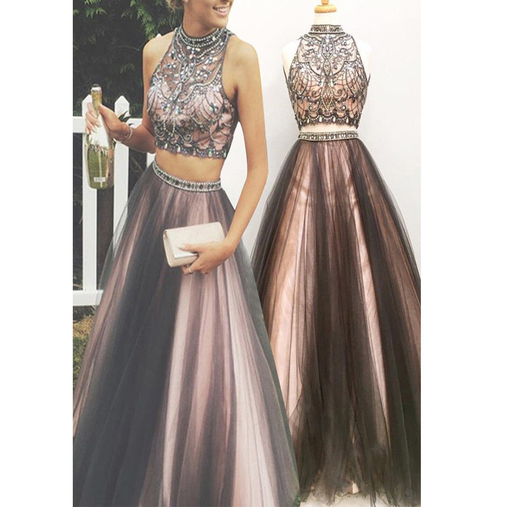 New Two Pieces Vintage Ball Gown Gorgeous Long Prom Dresses, AB0080