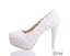 Pearls Lace Pointed Toe White High Heels Wedding Bridal Shoes, S016