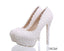 Pearls Lace Pointed Toe White High Heels Wedding Bridal Shoes, S016