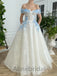 Elegant Off shoulder Sleeveless A-line Long Prom Dress, PD3612