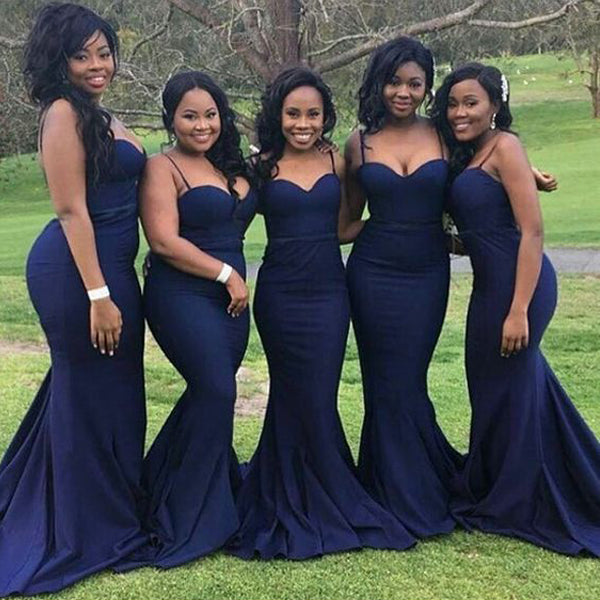 Simple Navy Sweetheart Neckline Spaghetti Strap Mermaid Bridesmaid Dre AlineBridal Simple Navy Sweetheart Neckline Spaghetti Strap Mermaid Bridesmaid Dre AlineBridal